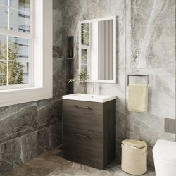 Nuie Arno Oak 600mm Floor Standing 2 Drawer Vanity Unit (ARN2533A)