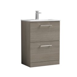Nuie Arno Oak 600mm Floor Standing 2 Drawer Vanity Unit (ARN2533A)
