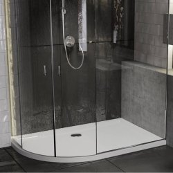 Roman Anti Slip 1200 x 900mm LH White Offset Quadrant Shower Tray