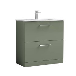 Nuie Arno Green 800mm Floor Standing 2 Drawer Vanity Unit (ARN835A)
