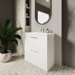 Nuie Arno White 800mm Floor Standing 2 Drawer Vanity Unit (ARN135A)