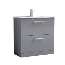 Nuie Arno Grey 800mm Floor Standing 2 Drawer Vanity Unit (ARN2235A)