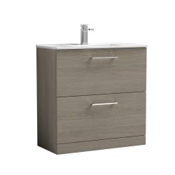 Nuie Arno Oak 800mm Floor Standing 2 Drawer Vanity Unit (ARN2535A)