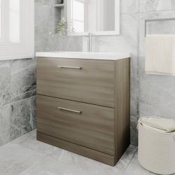 Nuie Arno Oak 800mm Floor Standing 2 Drawer Vanity Unit (ARN2535A)