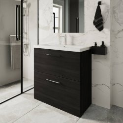 Nuie Arno Black 800mm Floor Standing 2 Drawer Vanity Unit (ARN635A)
