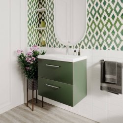 Nuie Arno Green 600mm Wall Hung 2 Drawer Vanity Unit (ARN824A)