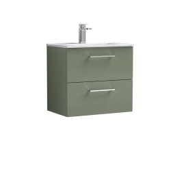 Nuie Arno Green 600mm Wall Hung 2 Drawer Vanity Unit (ARN824A)