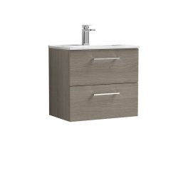 Nuie Arno Oak 600mm Wall Hung 2 Drawer Vanity Unit (ARN2524A)