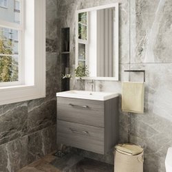 Nuie Arno Oak 600mm Wall Hung 2 Drawer Vanity Unit (ARN2524A)