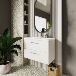 Nuie Arno White 800mm Wall Hung 2 Drawer Vanity Unit (ARN126A)