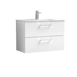 Nuie Arno White 800mm Wall Hung 2 Drawer Vanity Unit (ARN126A)