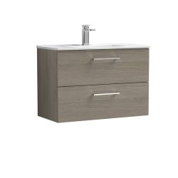 Nuie Arno Oak 800mm Wall Hung 2 Drawer Vanity Unit (ARN2526A)
