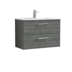 Nuie Arno Anthracite Wood 800mm Wall Hung 2 Drawer Vanity Unit (ARN526A)