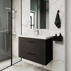 Nuie Arno Black 800mm Wall Hung 2 Drawer Vanity Unit (ARN626A)