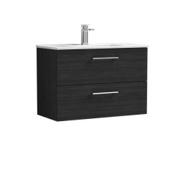 Nuie Arno Black 800mm Wall Hung 2 Drawer Vanity Unit (ARN626A)