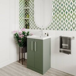 Nuie Arno Green 500mm Floor Standing 2 Door Vanity Unit (ARN801A)