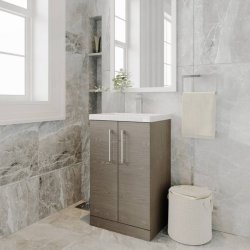 Nuie Arno Oak 500mm Floor Standing 2 Door Vanity Unit (ARN2501A)