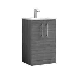 Nuie Arno Anthracite Wood 500mm Floor Standing 2 Door Vanity Unit (ARN501A)