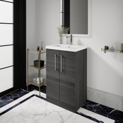 Nuie Arno Anthracite Wood 500mm Floor Standing 2 Door Vanity Unit (ARN501A)