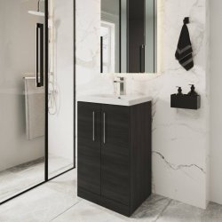 Nuie Arno Black 500mm Floor Standing 2 Door Vanity Unit (ARN601A)