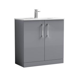 Nuie Arno Grey 800mm Floor Standing 2 Door Vanity Unit (ARN2205A)