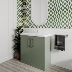 Nuie Arno Green 800mm Floor Standing 2 Door Vanity Unit (ARN805A)