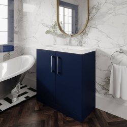 Nuie Arno Blue 800mm Floor Standing 2 Door Vanity Unit (ARN1705A)