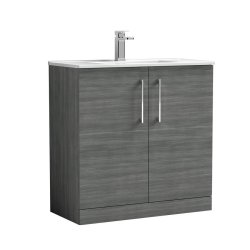 Nuie Arno Anthracite Wood 800mm Floor Standing 2 Door Vanity Unit (ARN505A)