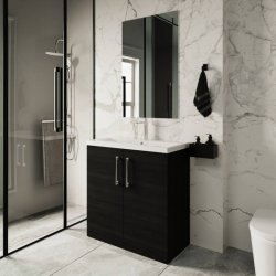 Nuie Arno Black 800mm Floor Standing 2 Door Vanity Unit (ARN605A)