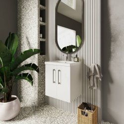 Nuie Arno White 500mm Wall Hung 2 Door Vanity Unit (ARN121A)