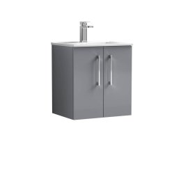 Nuie Arno Grey 500mm Wall Hung 2 Door Vanity Unit (ARN2221A)