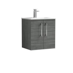 Nuie Arno Anthracite Wood 500mm Wall Hung 2 Door Vanity Unit (ARN521A)