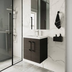Nuie Arno Black 500mm Wall Hung 2 Door Vanity Unit (ARN621A)