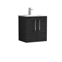 Nuie Arno Black 500mm Wall Hung 2 Door Vanity Unit (ARN621A)