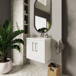 Nuie Arno White 600mm Wall Hung 2 Door Vanity Unit (ARN123A)