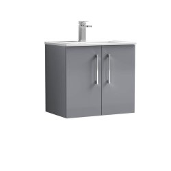 Nuie Arno Grey 600mm Wall Hung 2 Door Vanity Unit (ARN2223A)