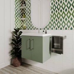 Nuie Arno Green 600mm Wall Hung 2 Door Vanity Unit (ARN823A)
