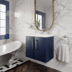 Nuie Arno Blue 600mm Wall Hung 2 Door Vanity Unit (ARN1723A)