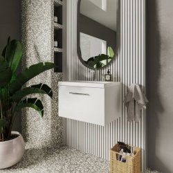 Nuie Arno White 600mm Wall Hung 1 Drawer Vanity Unit (ARN122A)
