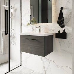 Nuie Arno Black 600mm Wall Hung 1 Drawer Vanity Unit (ARN622A)