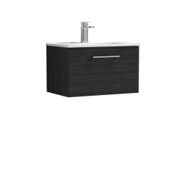 Nuie Arno Black 600mm Wall Hung 1 Drawer Vanity Unit (ARN622A)