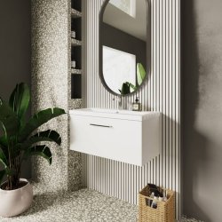 Nuie Arno White 800mm Wall Hung 1 Drawer Vanity Unit (ARN125A)