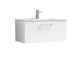 Nuie Arno White 800mm Wall Hung 1 Drawer Vanity Unit (ARN125A)