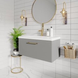 Nuie Arno Grey 800mm Wall Hung 1 Drawer Vanity Unit (ARN2225A)