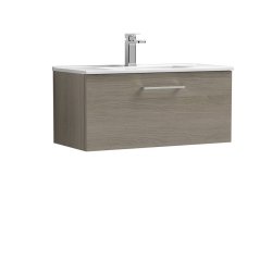 Nuie Arno Oak 800mm Wall Hung 1 Drawer Vanity Unit (ARN2525A)