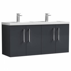 Nuie Arno Anthracite Satin 1200mm Wall Hung 4 Door Vanity Unit (ARN1423F)