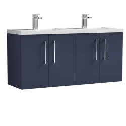 Nuie Arno Blue 1200mm Wall Hung 4 Door Vanity Unit (ARN1723F)