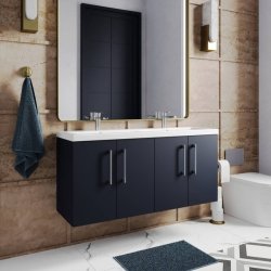 Nuie Arno Blue 1200mm Wall Hung 4 Door Vanity Unit (ARN1723F)