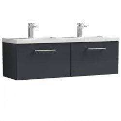 Nuie Arno Anthracite Satin 1200mm Wall Hung 2 Drawer Vanity Unit (ARN1422F)