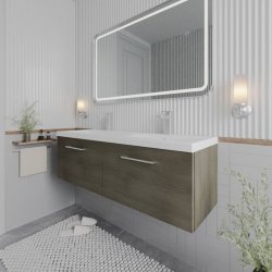Nuie Arno Oak 1200mm Wall Hung 2 Drawer Vanity Unit (ARN2522F)